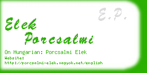 elek porcsalmi business card